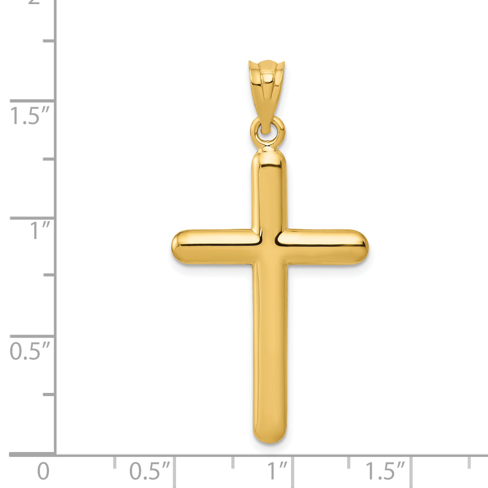 14K Gold Polished Cross Pendant with Solid Casted Design by Sophia Jewelers