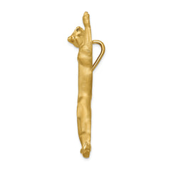 14K Gold Panther Pendant for Men with Polished Finish & Diamond-Cut Detailing
