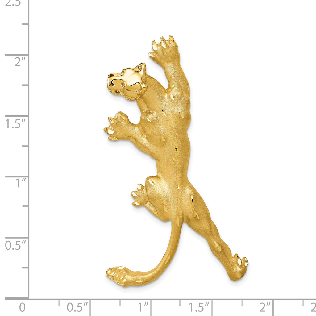 14K Gold Panther Pendant for Men with Polished Finish & Diamond-Cut Detailing