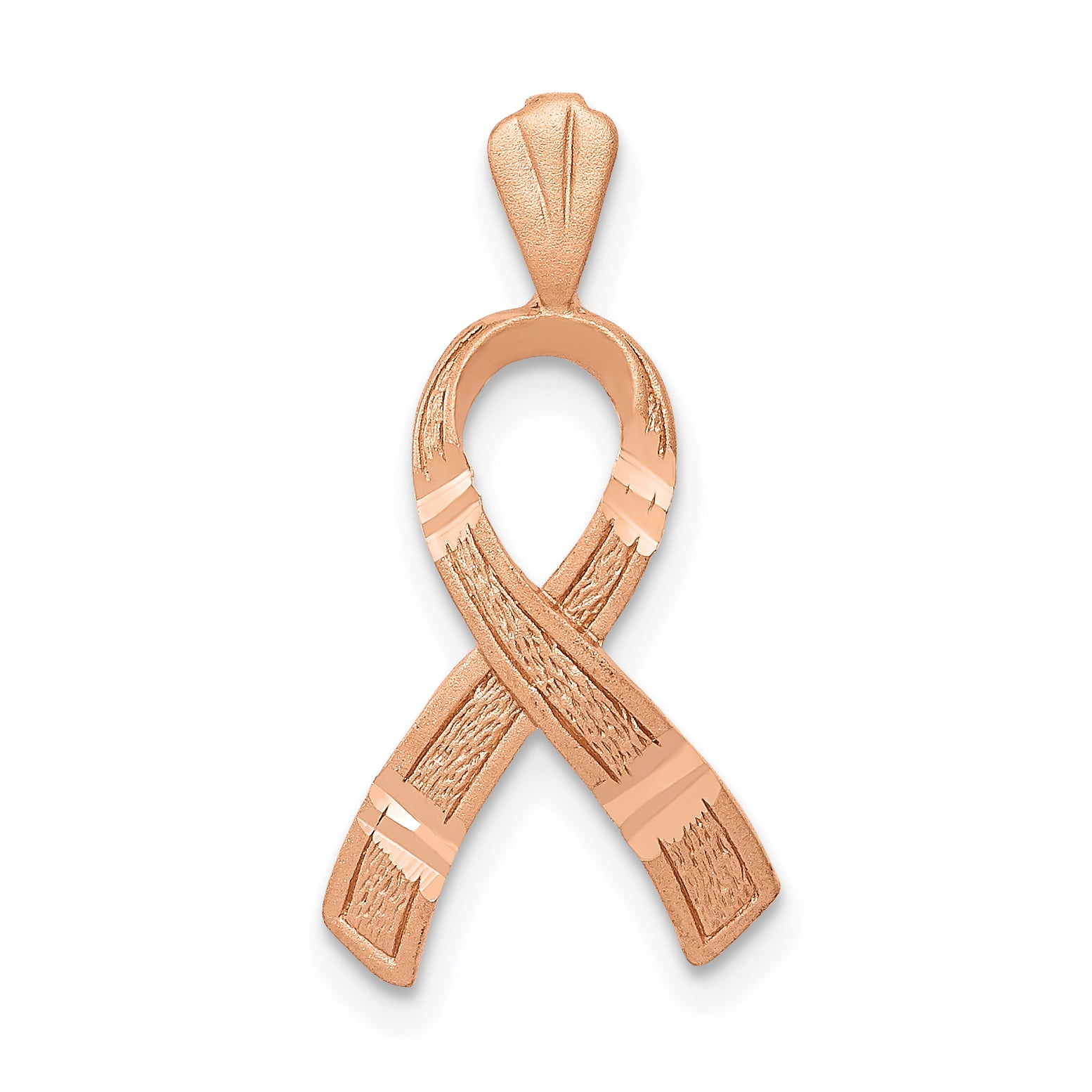 14k Rose Gold Diamond-cut Awareness Pendant Main image
