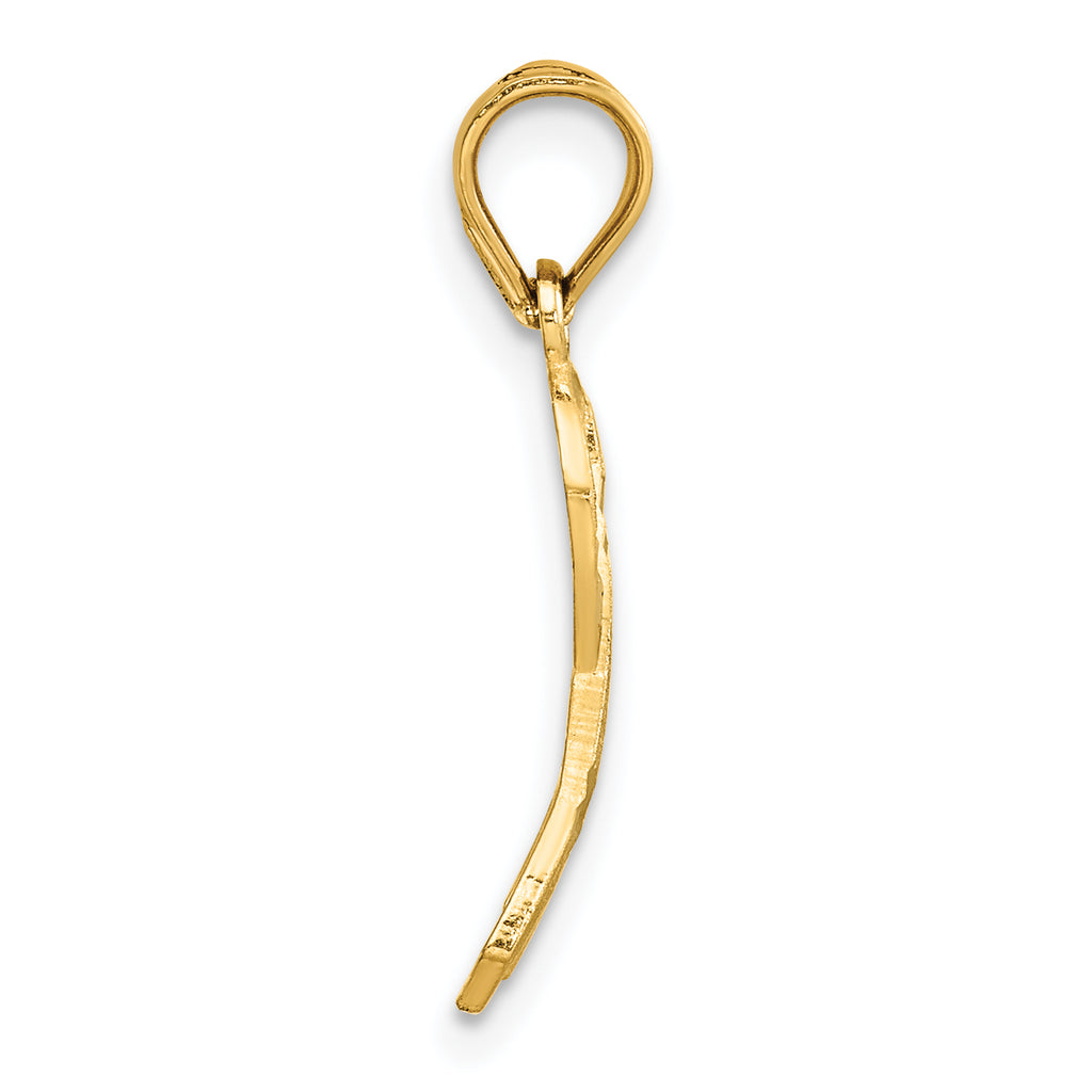14K Gold Diamond-Cut Awareness Pendant with Brushed Finish by Sophia Jewelers
