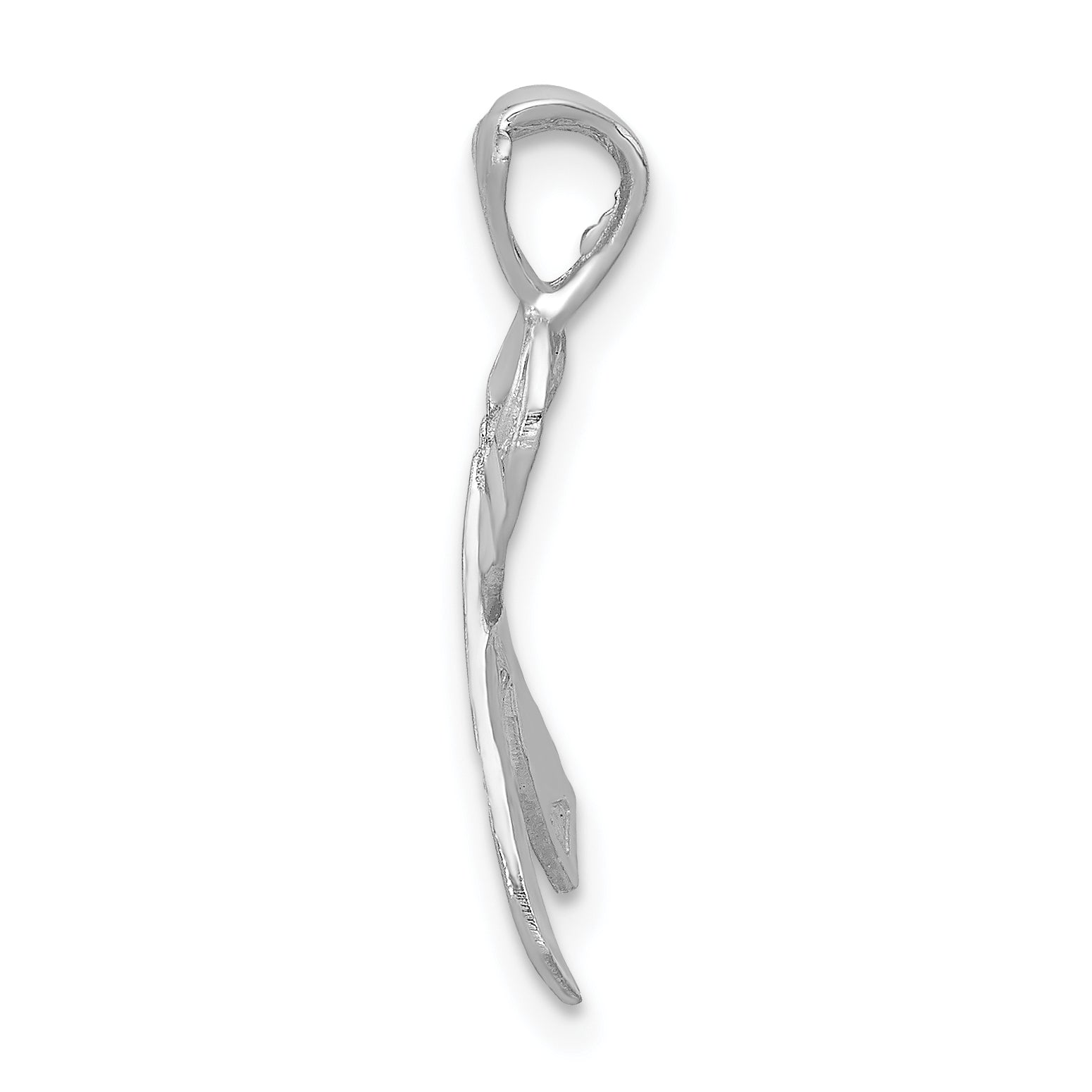 14K White Gold Diamond-Cut Awareness Pendant with Rhodium Finish, Solid and Textured
