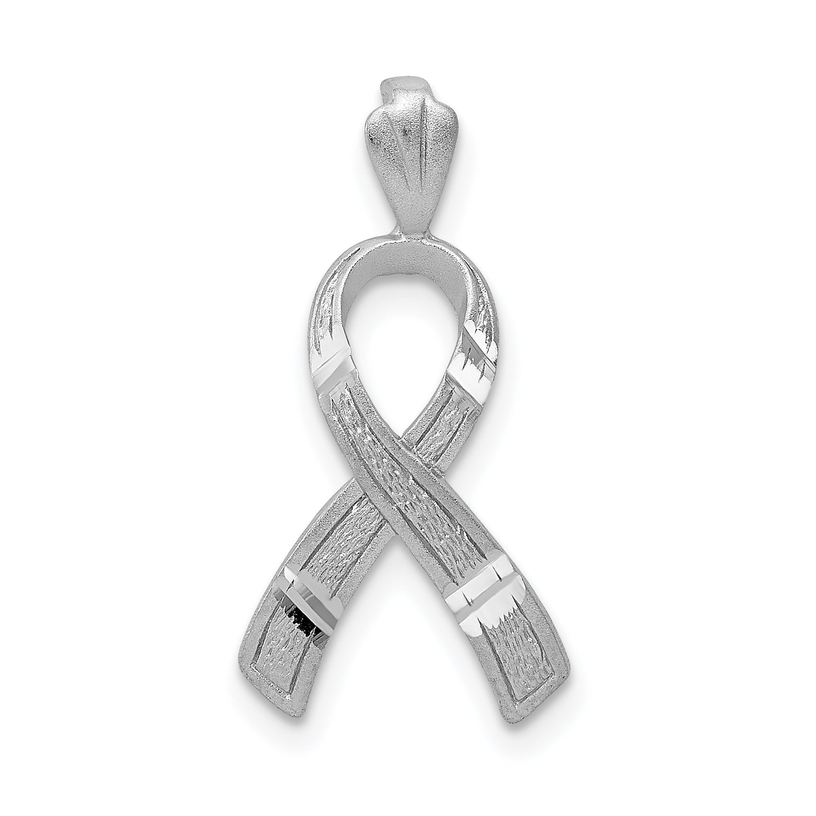 14k White Gold Diamond-cut Awareness Pendant Main image
