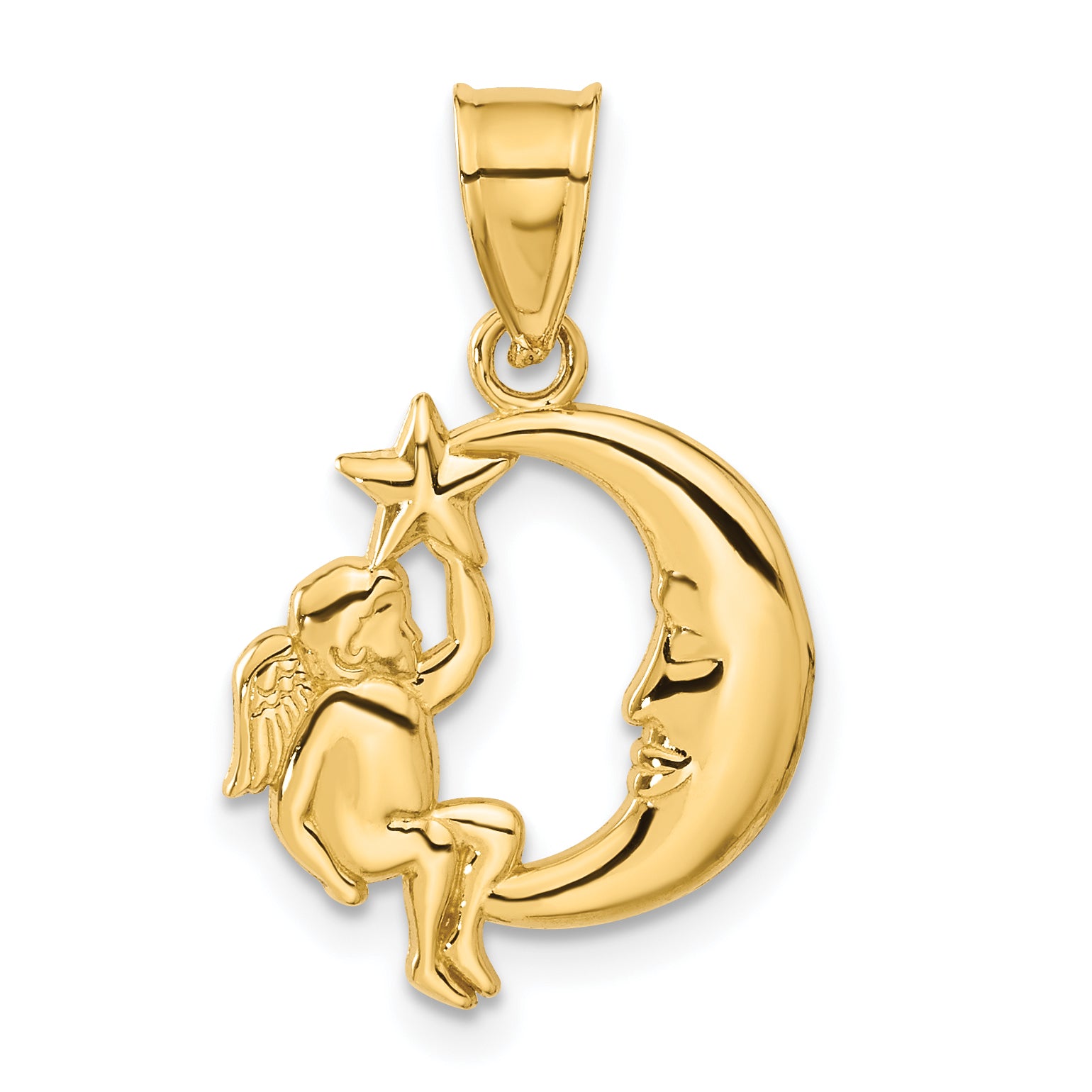 14K Angel, Moon and Star Pendant Main image
