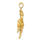 14K Gold Brushed Horse Pendant for Men with Diamond-Cut Finish