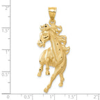 14K Gold Brushed Horse Pendant for Men with Diamond-Cut Finish