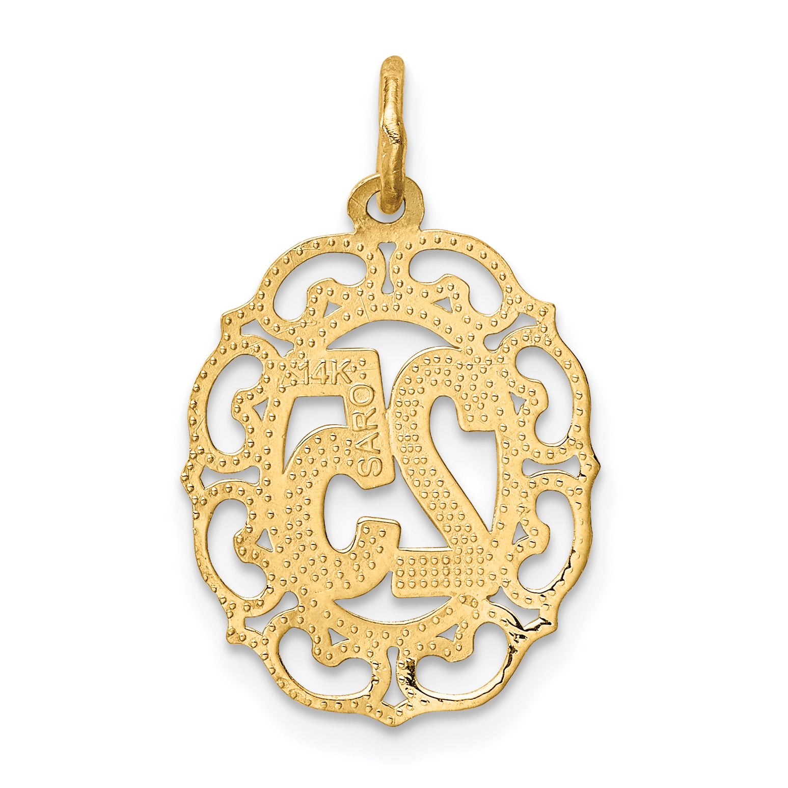 14K Gold Oval Pendant with Polished & Brushed Finish, 25mm