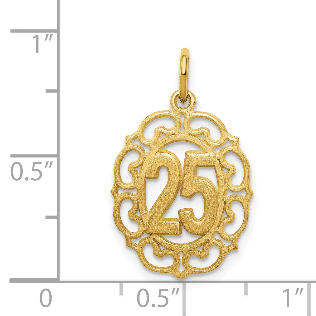 14K Gold Oval Pendant with Polished & Brushed Finish, 25mm