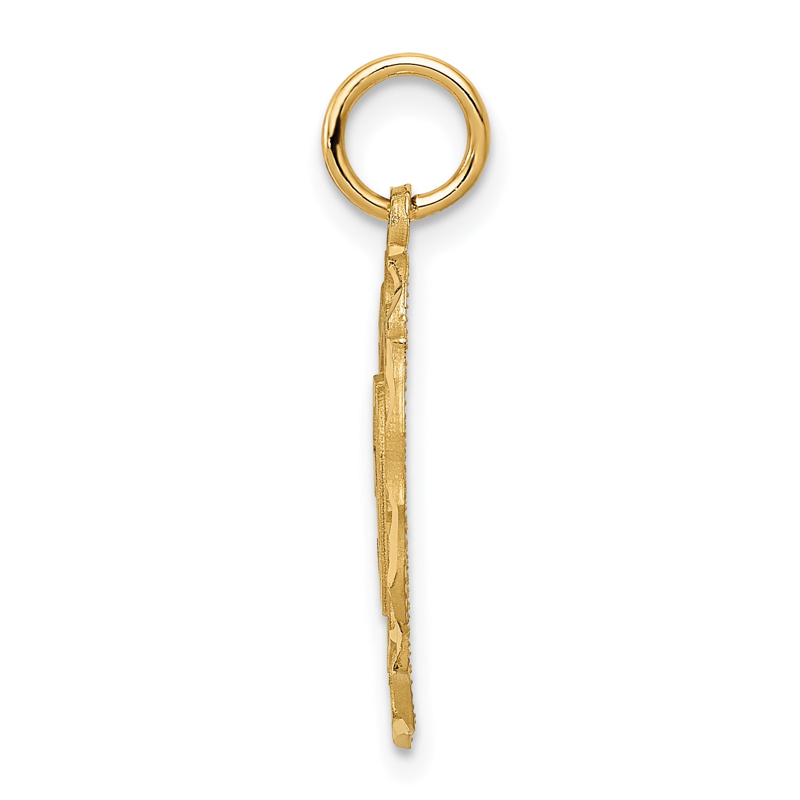 14K Gold Oval Pendant with Polished & Brushed Finish, 25mm Solid Secondary image
