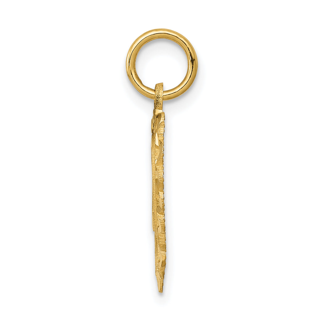 14K Gold Heart Charm Pendant with Polished Brushed Finish  20 in Length
