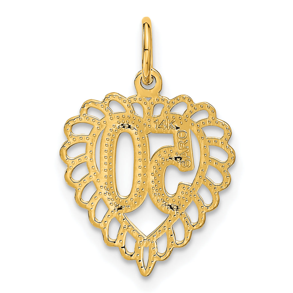 14K Gold Heart Charm with Polished & Brushed Finish 50