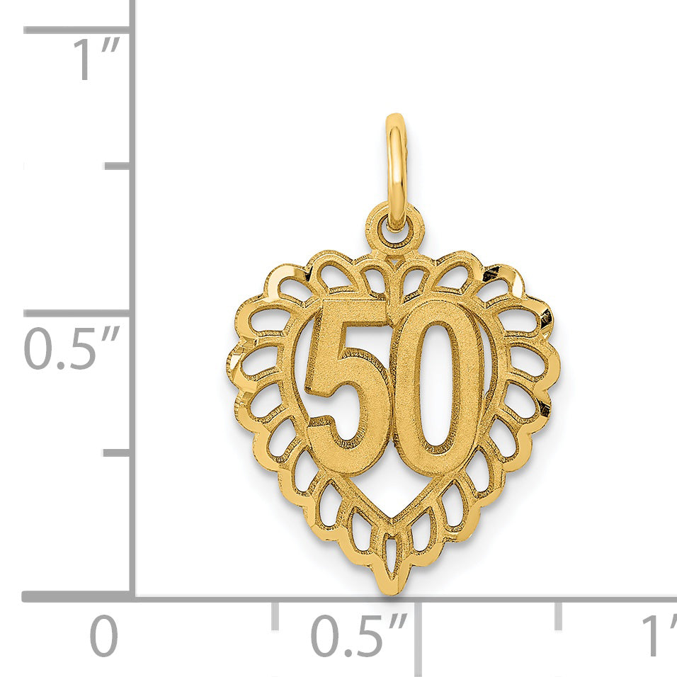 14K Gold Heart Charm with Polished & Brushed Finish 50