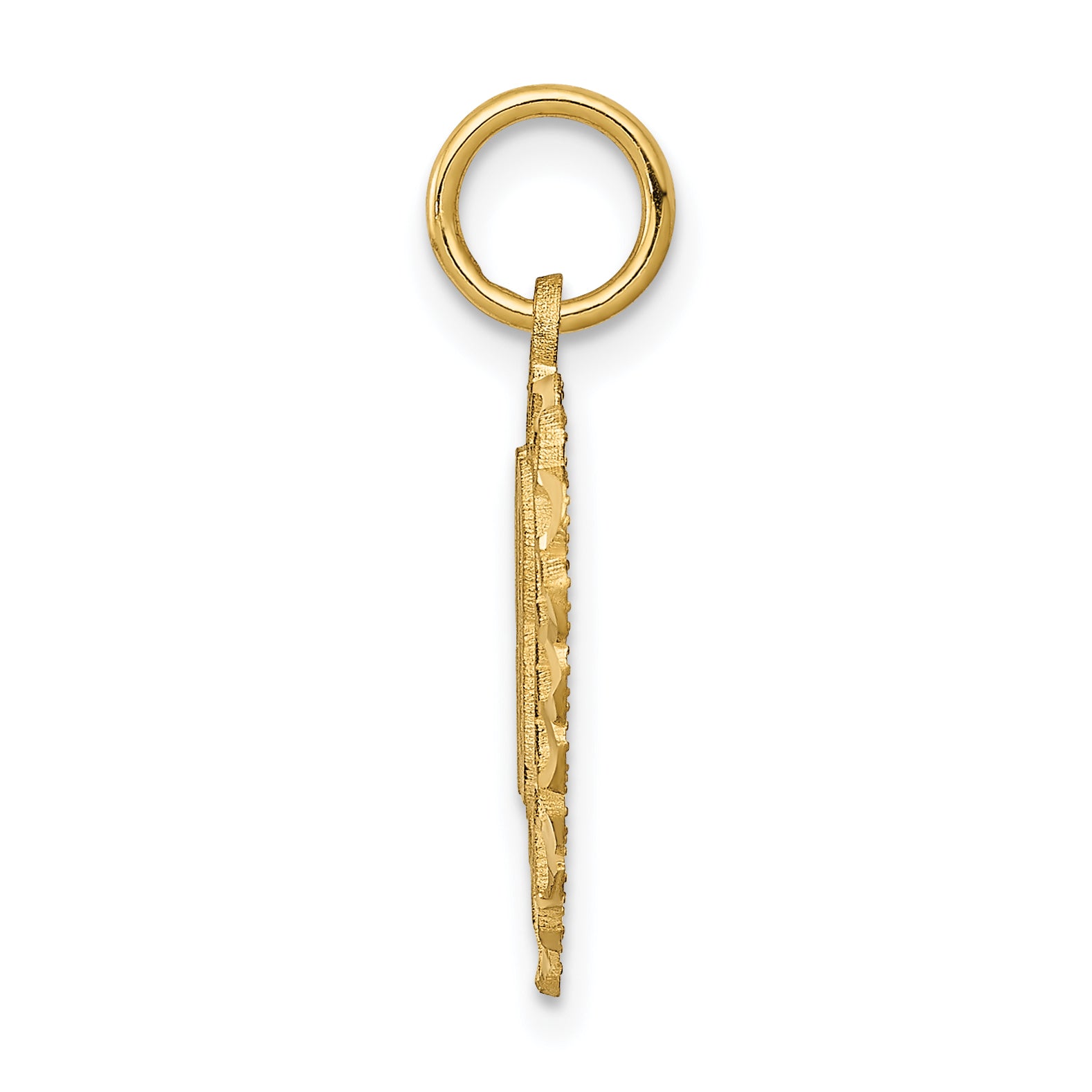 14K Gold Heart Charm with Polished & Brushed Finish, Solid, 22mm Secondary image
