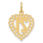 14K Gold Heart Charm Pendant with Polished Brushed Finish  21 Size
