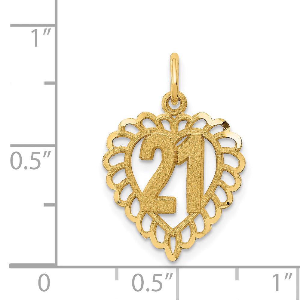 14K Gold Heart Charm Pendant with Polished Brushed Finish  21 Size