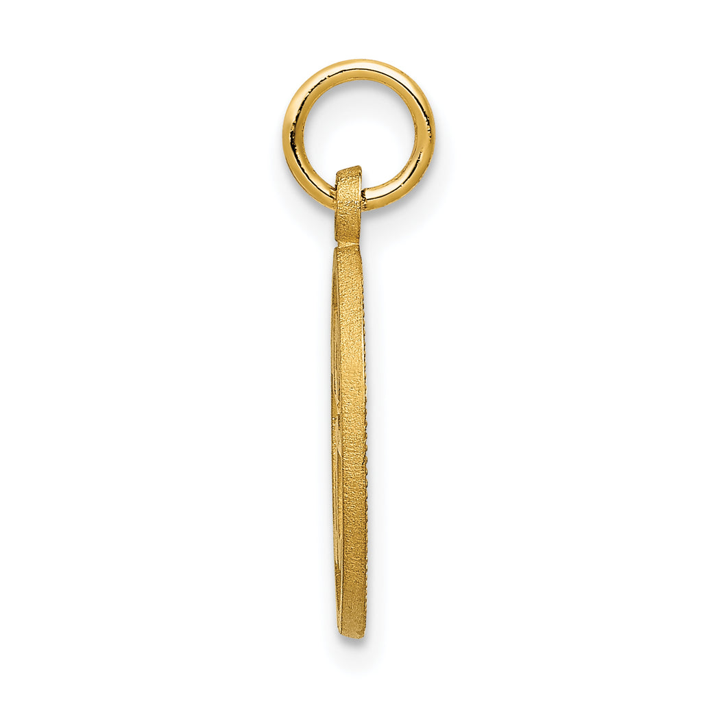 14K Yellow Gold Circle Pendant with Diamond-Cut No. 16 Polished Finish