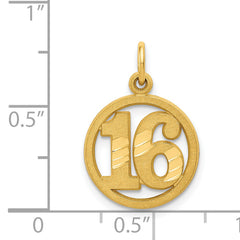 14K Yellow Gold Circle Pendant with Diamond-Cut No. 16 Polished Finish