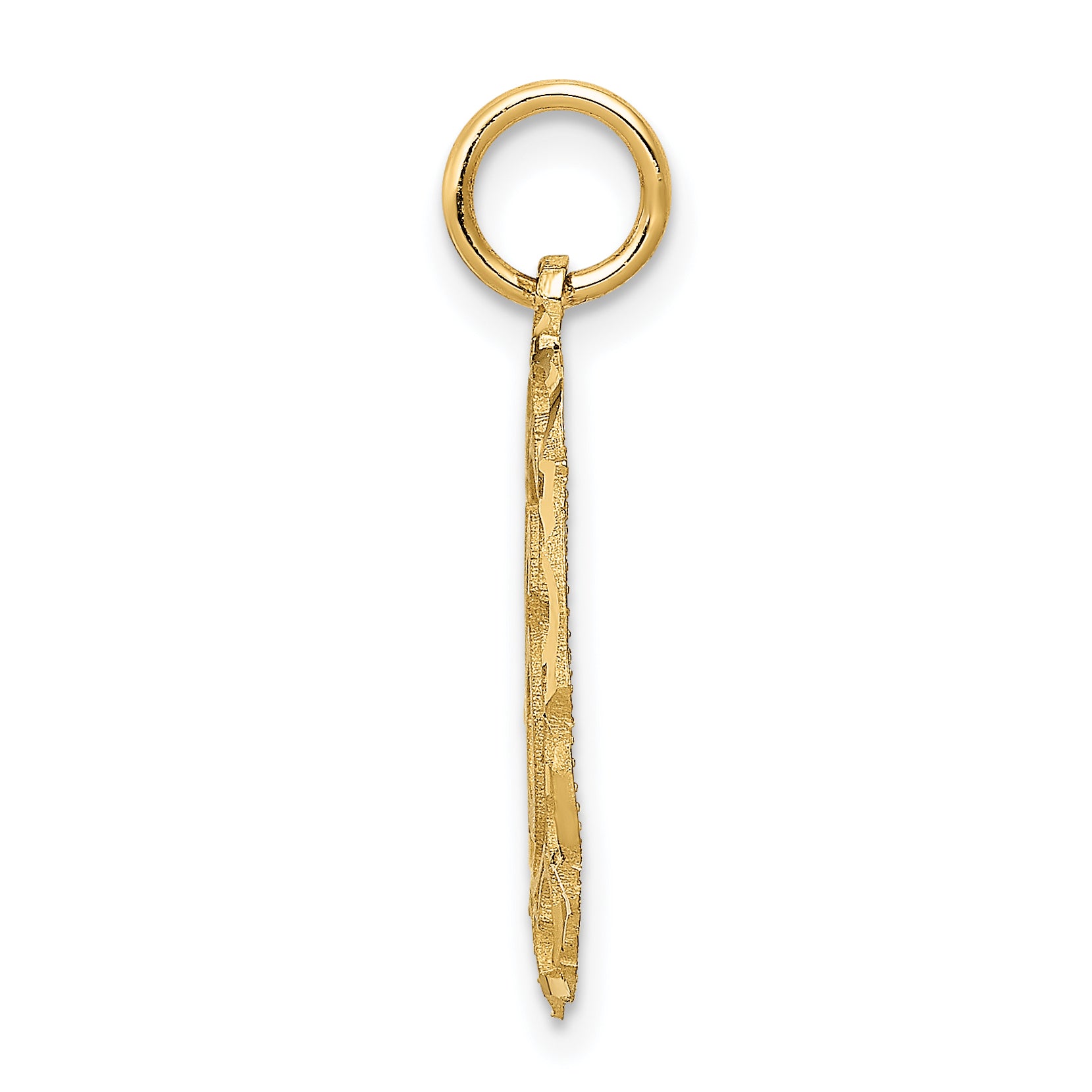 14K Gold Oval Circle Pendant with Polished Brushed Finish Elegant Charm Secondary image
