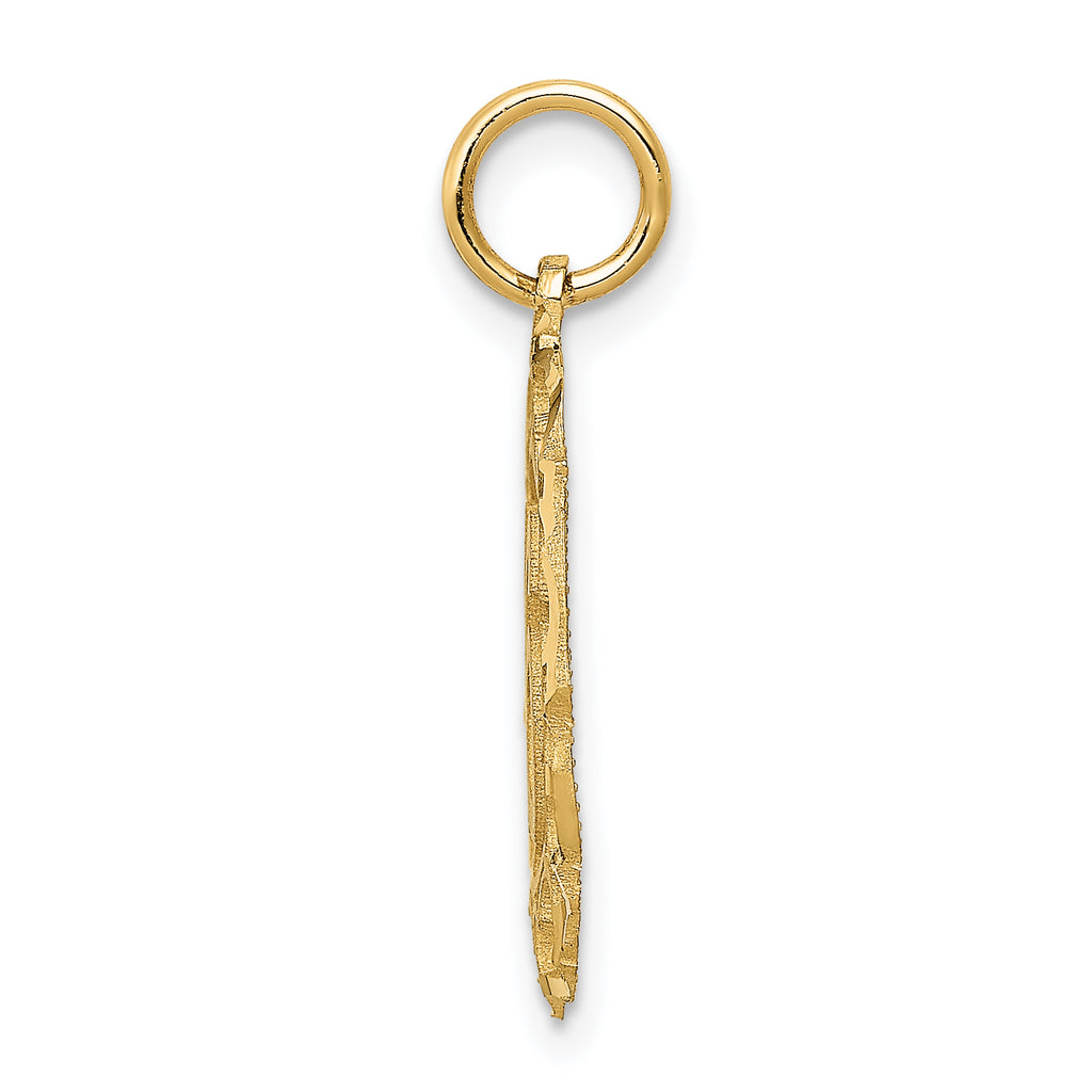 14K Gold Oval Circle Pendant with Polished Brushed Finish Elegant Charm