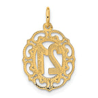 14K Gold Oval Pendant with Diamond-Cut Finish Polished & Brushed