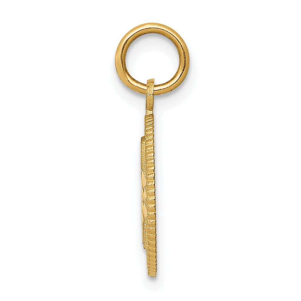 14K Gold #21 Circle Pendant with Polished Diamond-Cut Finish