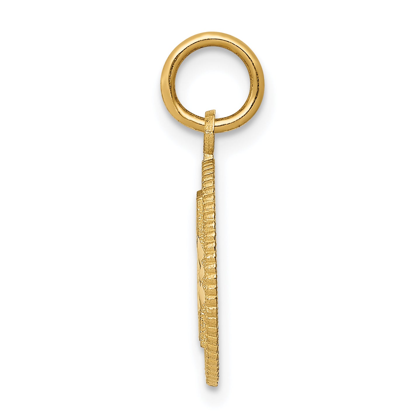 14K Gold #21 Circle Pendant with Polished Diamond-Cut Finish