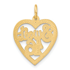 14K Gold Sweet 16 Heart Charm with Polished Diamond-Cut Finish
