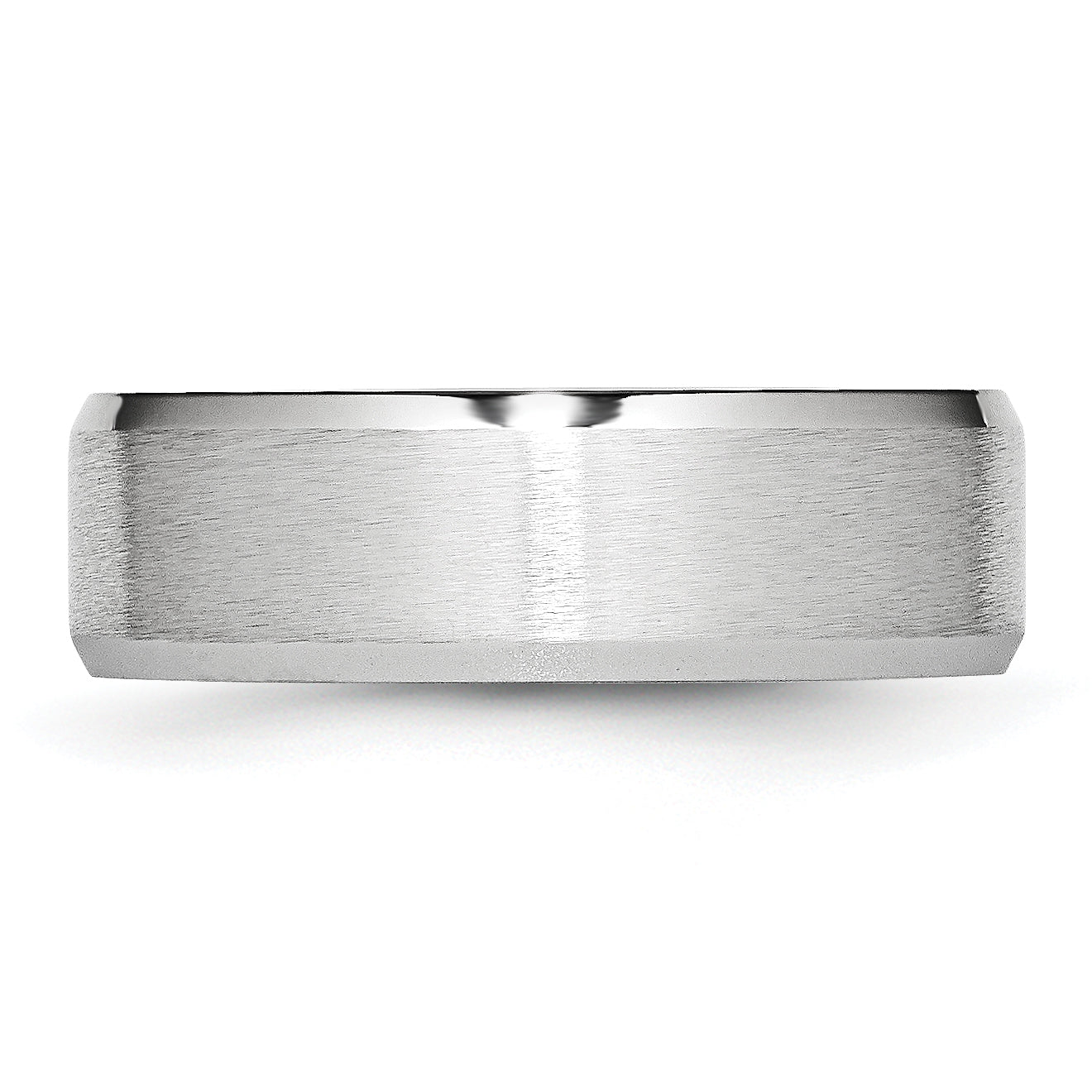 Cobalt Satin Wedding Band with Polished Beveled Edge Engravable Unisex 7mm