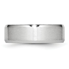 Cobalt Satin Wedding Band with Polished Beveled Edge Engravable Unisex 7mm