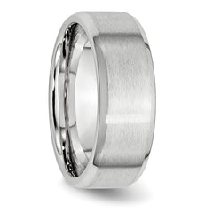 Cobalt Satin Polished Beveled 8mm Unisex Engravable Wedding Band