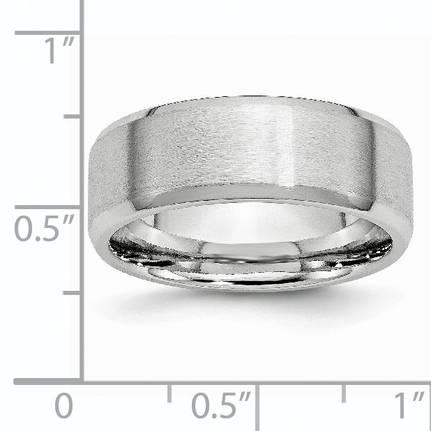 Cobalt Satin Polished Beveled 8mm Unisex Engravable Wedding Band