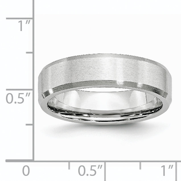 Cobalt Satin Wedding Band with Beveled Edge Unisex Engravable Style