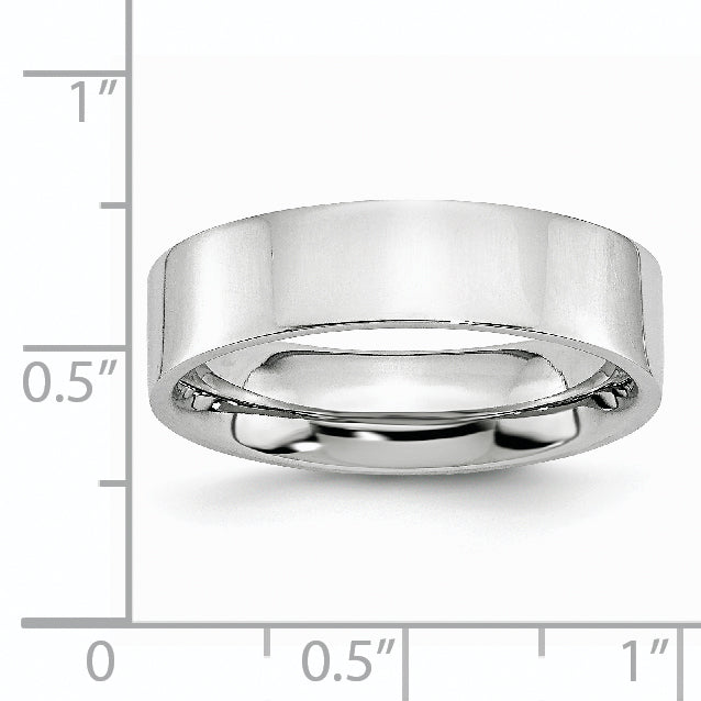 Polished Flat Wedding Band in Cobalt, 6mm