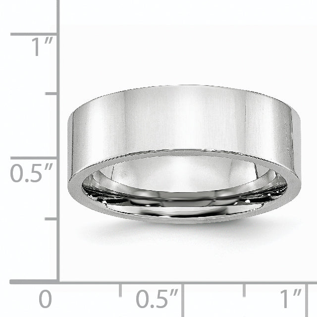 Polished Flat Wedding Band in Cobalt, 7mm