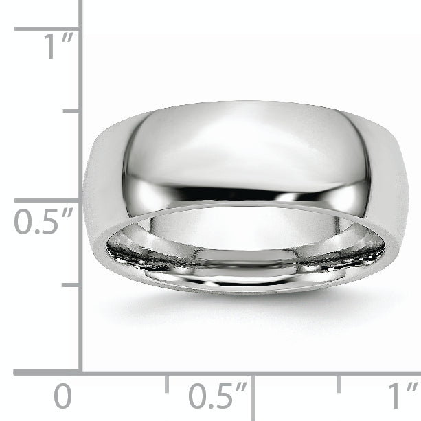 Polished Half-Round Wedding Band in Cobalt, 8mm