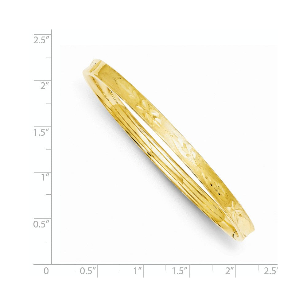 14k 3/16 Diamond-cut Concave Hinged Bangle Bracelet