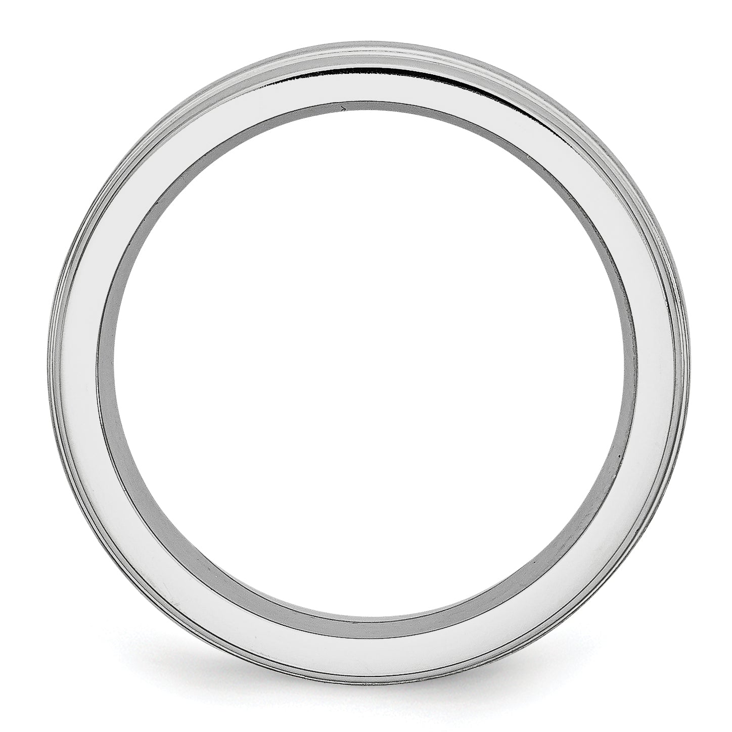 Cobalt Satin Wedding Band with Polished Ridged Edge Unisex 6mm