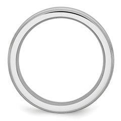 Cobalt Satin Wedding Band with Polished Ridged Edge Unisex 6mm