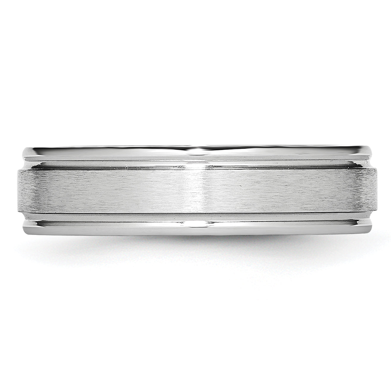 Cobalt Satin Wedding Band with Polished Ridged Edge Unisex 6mm