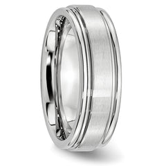 Cobalt Unisex Wedding Band with Polished Satin Ridged Finish