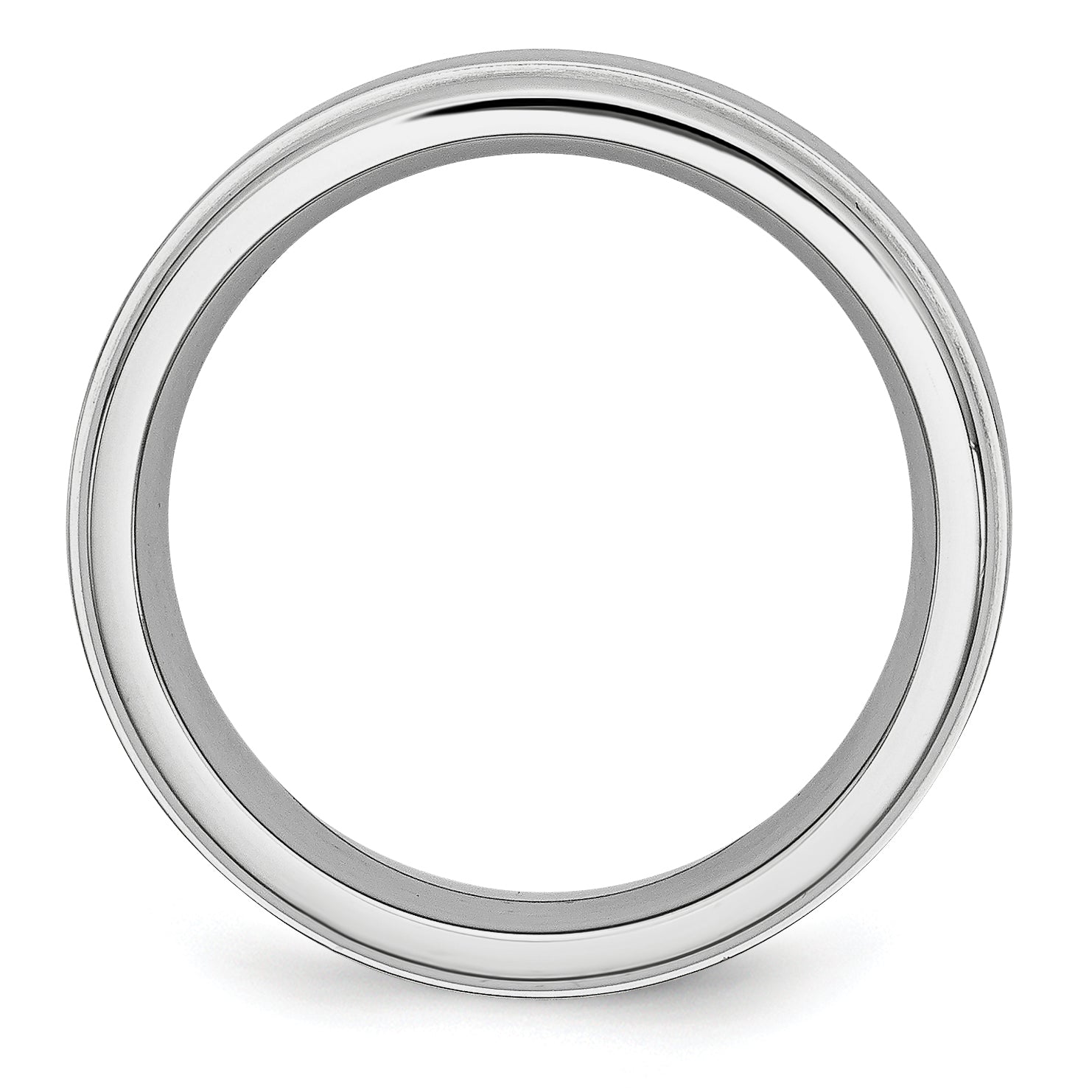 Cobalt Satin 8mm Unisex Wedding Band with Polished Ridged Edge