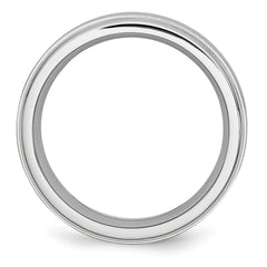 Cobalt Satin 8mm Unisex Wedding Band with Polished Ridged Edge