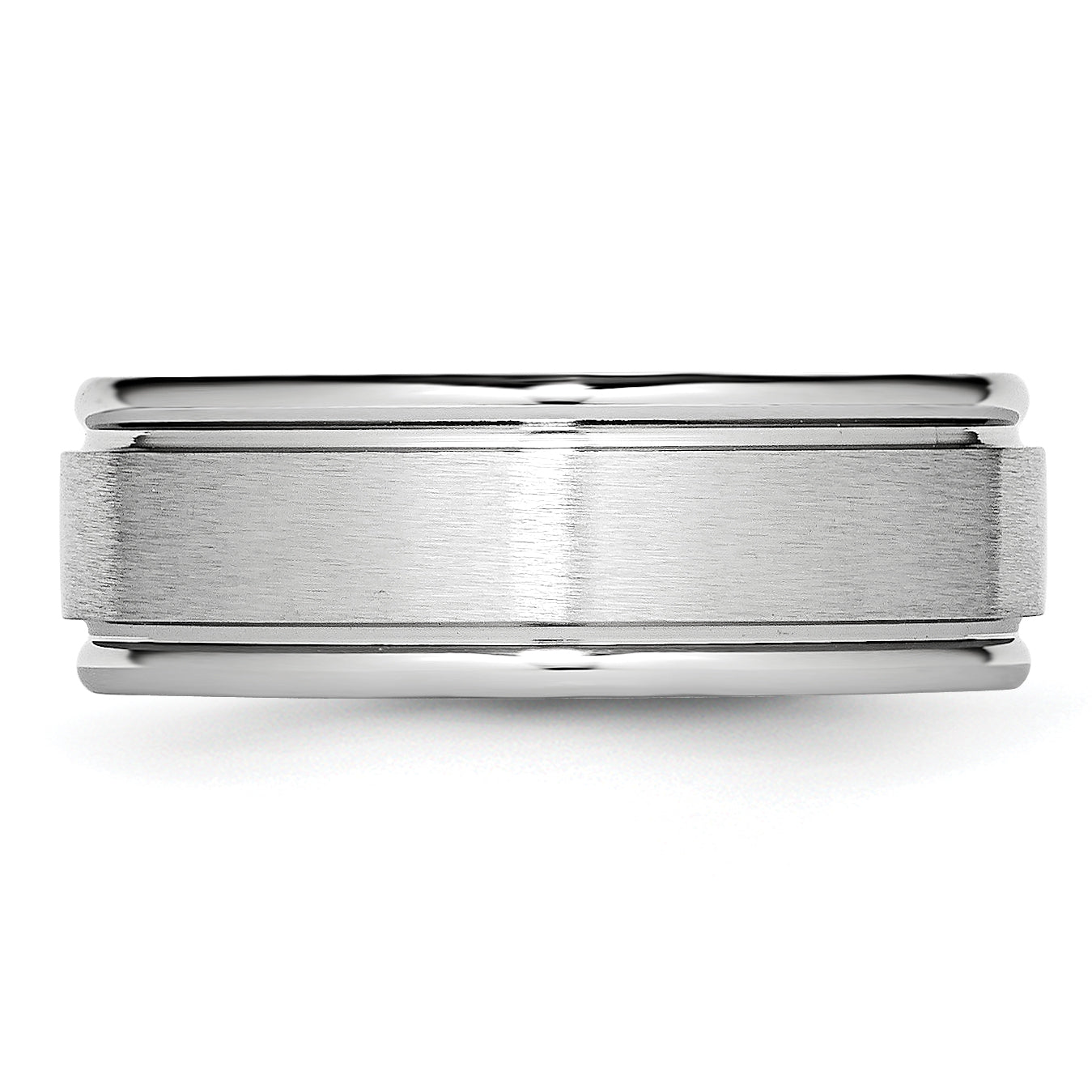 Cobalt Satin 8mm Unisex Wedding Band with Polished Ridged Edge