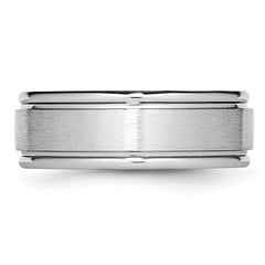 Cobalt Satin 8mm Unisex Wedding Band with Polished Ridged Edge