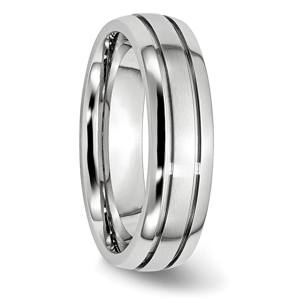 Grooved Comfort Wedding Band in Cobalt, 6mm