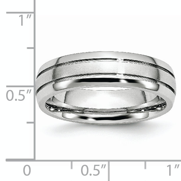 Grooved Comfort Wedding Band in Cobalt, 6mm