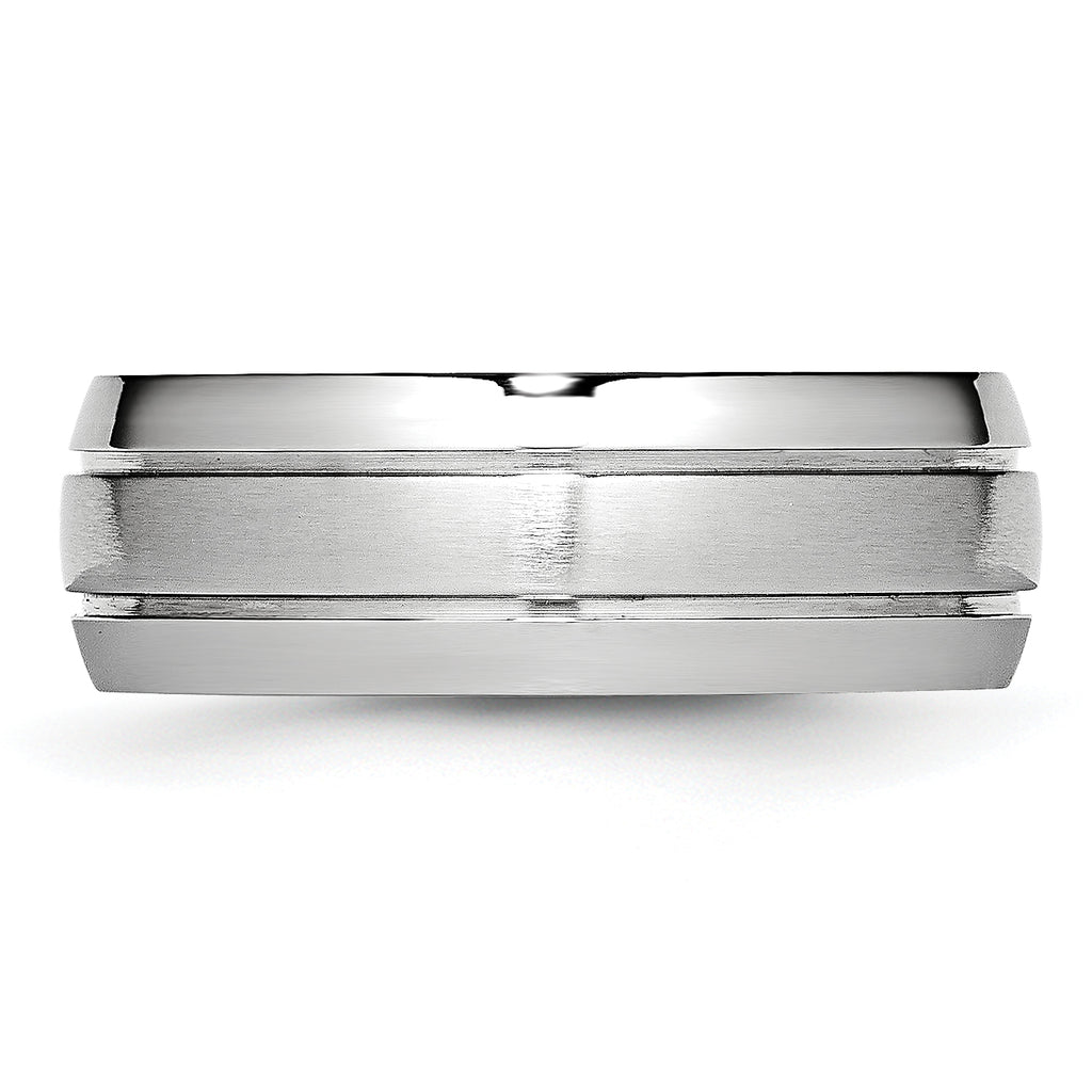 Cobalt Wedding Band with Grooved Polished Finish Unisex Design