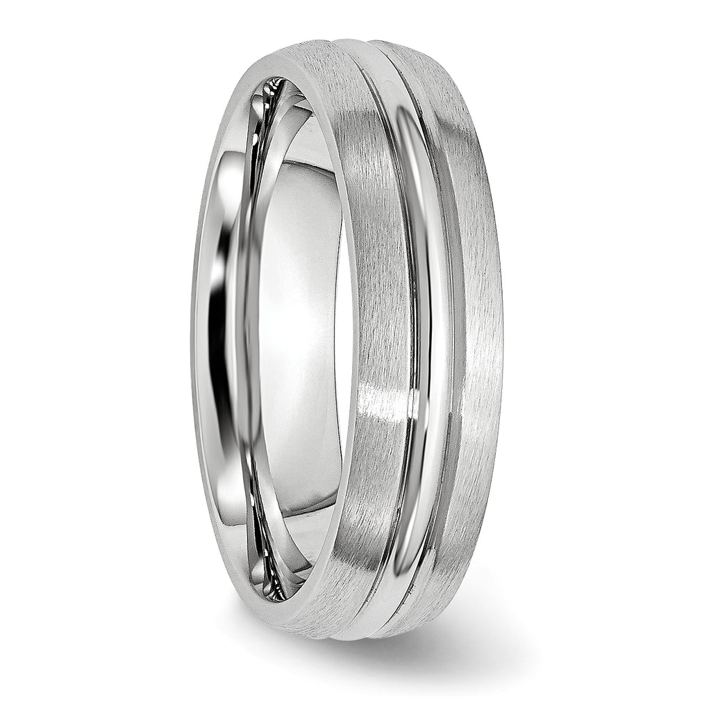 Grooved Comfort Wedding Band in Cobalt, 6mm