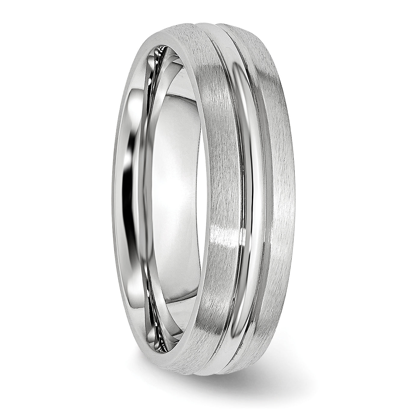 Grooved Comfort Wedding Band in Cobalt, 6mm