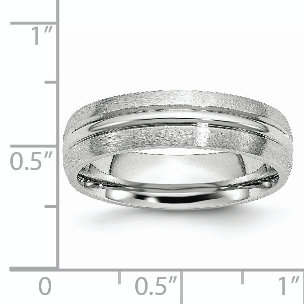 Grooved Comfort Wedding Band in Cobalt, 6mm